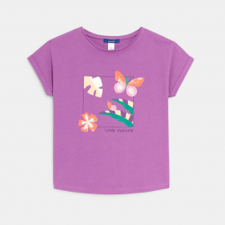 Okaidi T-shirt manches courtes a sequins ecru Fille