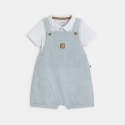 Obaibi Salopette courte rayee et body beige naissance garcon