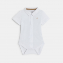 Obaibi Salopette courte rayee et body beige naissance garcon