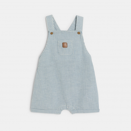 Obaibi Salopette courte rayee et body beige naissance garcon