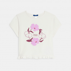 Okaidi T-shirt manches courtes a fleurs mauve Fille