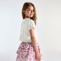 Okaidi T-shirt manches courtes a fleurs mauve Fille