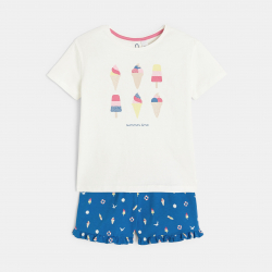 Okaidi Pyjama-short en jersey 2 pieces blanc Fille