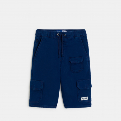 Okaidi Bermuda cargo en toile bleu marine Garcon