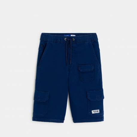 Okaidi Bermuda cargo en toile bleu marine Garcon