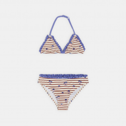 Okaidi Maillot de bain raye 2 pieces blanc Fille