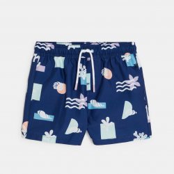 Okaidi Short de bain imprime bleu marine Garcon