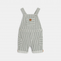 Obaibi Salopette rayee denim et t-shirt vert bebe garcon