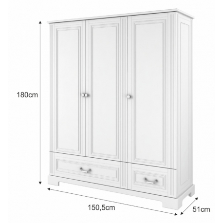 Ντουλάπα 3 φύλλων Bellamy Ines Elegant White