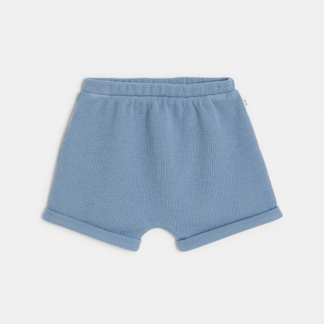 Obaidi Ensemble t-shirt coton et short nid d&quot;abeille bleu bebe garcon
