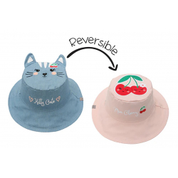Καπέλο διπλής όψης βαμβακερό FlapJackKids Cat/Cherry 6-24 μηνών