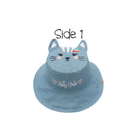 Καπέλο διπλής όψης βαμβακερό FlapJackKids Cat/Cherry 6-24 μηνών