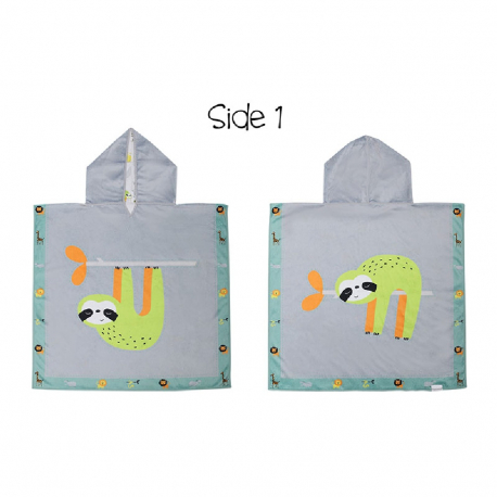 Πόντσο θαλάσσης διπλής όψης FlapJackKids Sloth/Zoo 61 x 61 cm