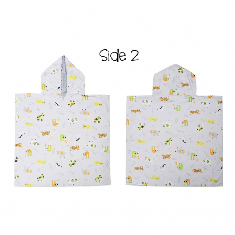 Πόντσο θαλάσσης διπλής όψης FlapJackKids Sloth/Zoo 61 x 61 cm