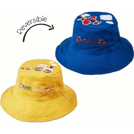 Καπέλο διπλής όψης βαμβακερό FlapJackKids Train/Plane 6-24 μηνών