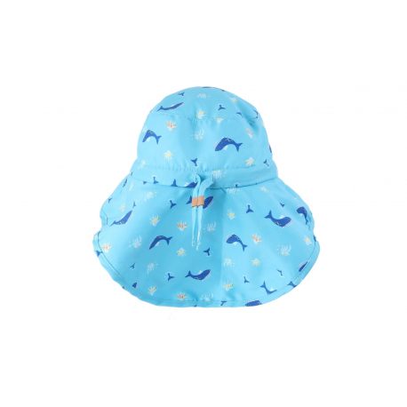 Καπέλο με αντηλιακή προστασία FlapJackKids Blue Whale/Octopus 6-24 μηνών