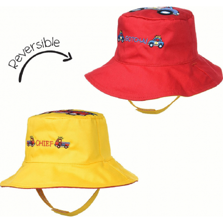 Καπέλο διπλής όψης βαμβακερό FlapJackKids Fire Truck/Police Car 2-4 ετών