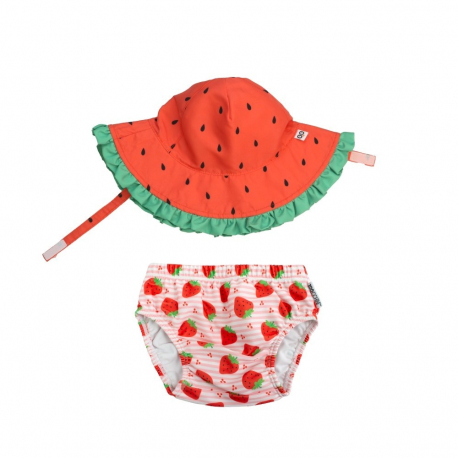 Σετ πάνα - μαγιό και καπέλο Zoocchini™ Strawberry Delight 6-12 μηνών