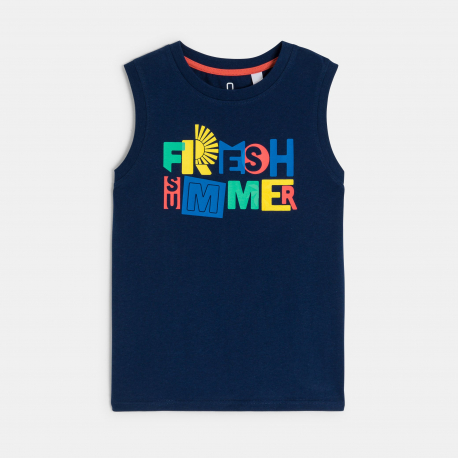 Okaidi Μπλούζα αμάνικη με μήνυμα, μπλε για αγόρια