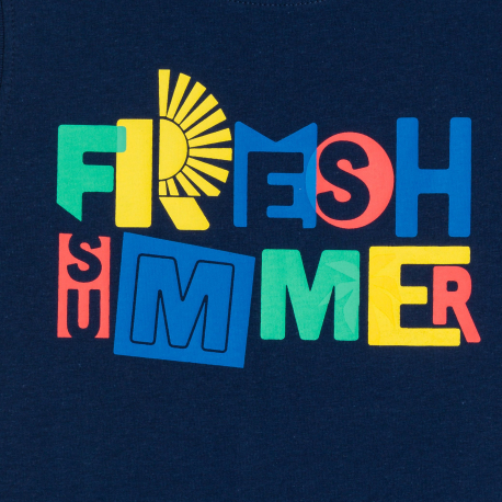 Okaidi Μπλούζα αμάνικη με μήνυμα, μπλε για αγόρια