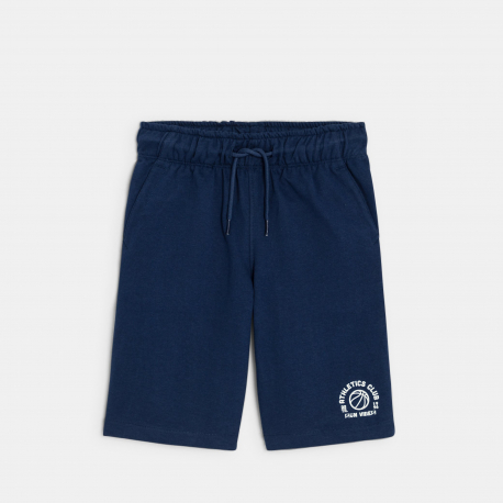 Okaidi Bermuda en molleton bleu marine Garcon