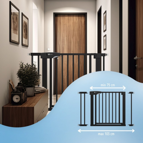 SIPO πόρτα ασφαλείας 75-103cm και 2 προεκτάσεις 7cm + 14cm Μαύρο
