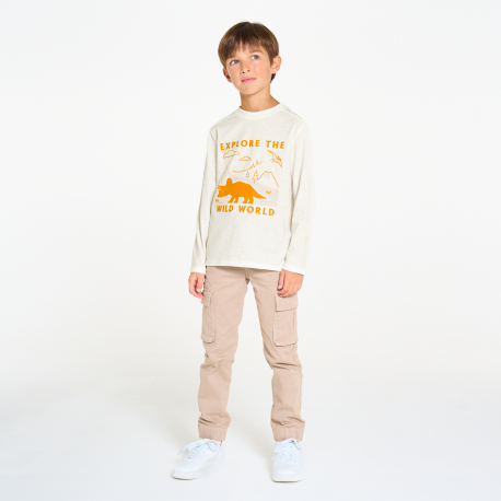 Okaidi Μπλούζα με μοτίφ δεινόσαυρους λευκό για αγόρια