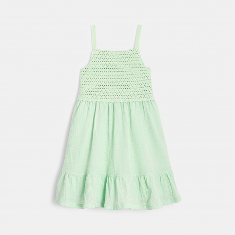 Okaidi Φόρεμα με τιράντες και πλεκτή λεπτομέρεια και βολάν για κορίτσια