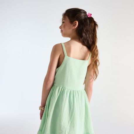 Okaidi Φόρεμα με τιράντες και πλεκτή λεπτομέρεια και βολάν για κορίτσια