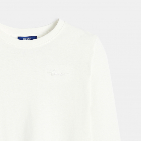 Okaidi Μπλούζα μονόχρωμη με κεντημένο μοτίφ love για κορίτσια