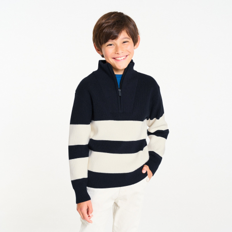 Okaidi Πουλόβερ ριγέ με γιακά οδηγού φορτηγού σε ναυτικό στυλ για αγόρια