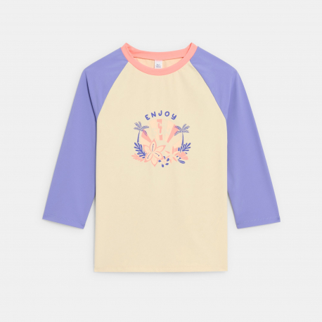 Okaidi Μπλούζα μαγιό με αντηλιακή προστασία μπεζ για κορίτσια