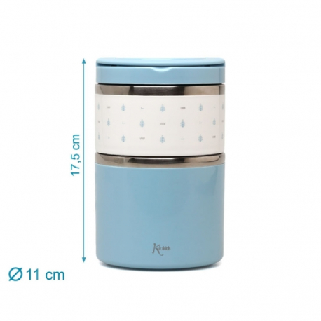 Θερμοδοχείο φαγητού Kiokids® με 2 θαλάμους 930ml Σιέλ