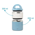 Θερμοδοχείο φαγητού Kiokids® με 2 θαλάμους 930ml Σιέλ