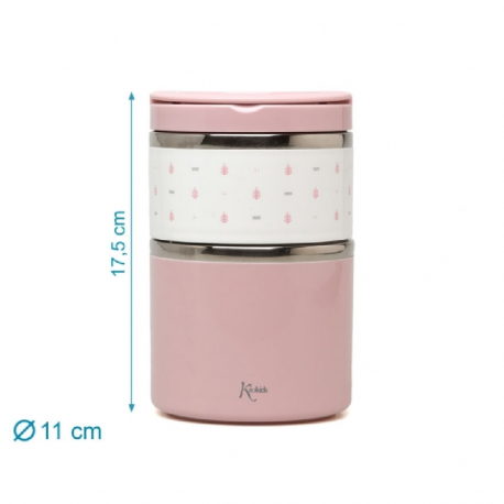 Θερμοδοχείο φαγητού Kiokids® με 2 θαλάμους 930ml Ροζ