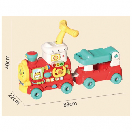 Περπατούρα τρενάκι ατμού 5 σε 1 Lazarid Huanger Happy Train Red