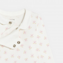 Obaibi Salopette maille souris et body fleuri rose naissance fille
