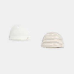 Obaibi Bonnets en coton raye marron bebe naissance garcon (lot de 2)
