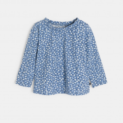 Obaibi Blouse fleurs et fruits bleu bebe fille