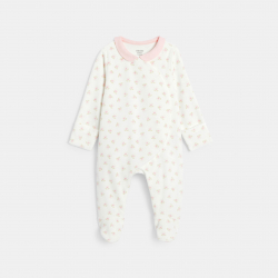 Obaibi Dors-bien velours fleurs blanc bebe fille