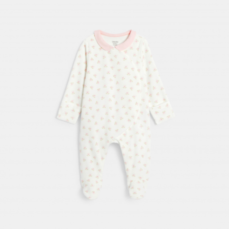 Obaibi Dors-bien velours fleurs blanc bebe fille