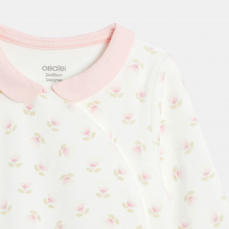 Obaibi Dors-bien velours fleurs blanc bebe fille