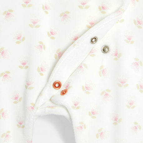 Obaibi Dors-bien velours fleurs blanc bebe fille
