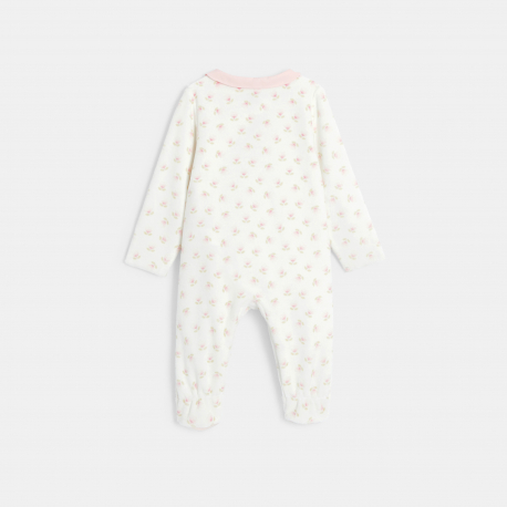 Obaibi Dors-bien velours fleurs blanc bebe fille