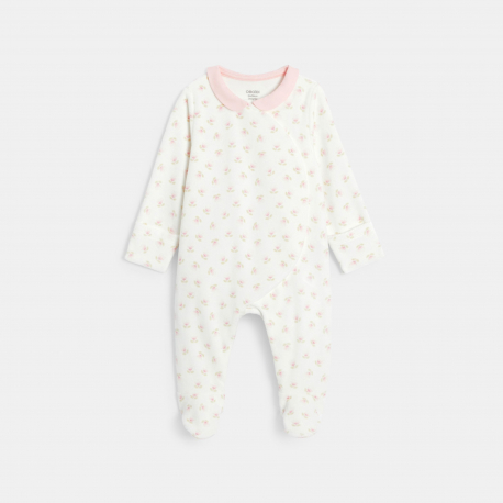 Obaibi Dors-bien velours fleurs blanc bebe fille