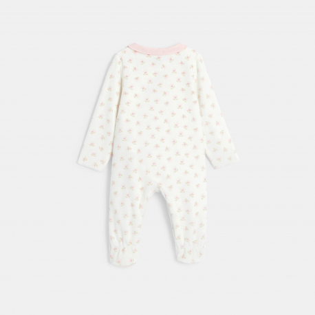 Obaibi Dors-bien velours fleurs blanc bebe fille
