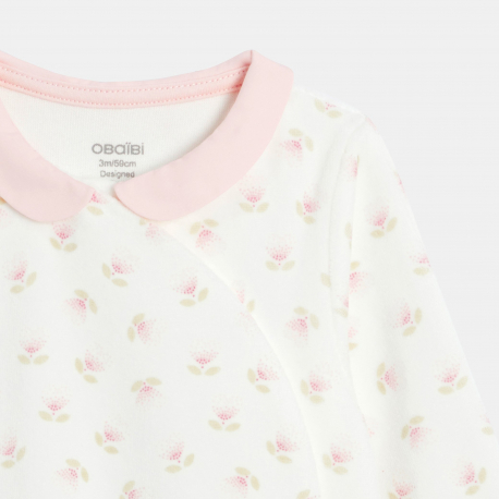 Obaibi Dors-bien velours fleurs blanc bebe fille