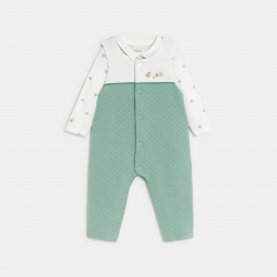 Obaibi Salopette fantaisie et body chien vert bebe garcon