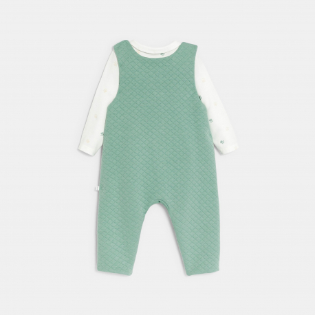 Obaibi Salopette fantaisie et body chien vert bebe garcon