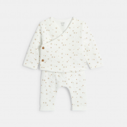 Obaibi Ensemble 3 pieces coton etoiles blanc naissance garcon